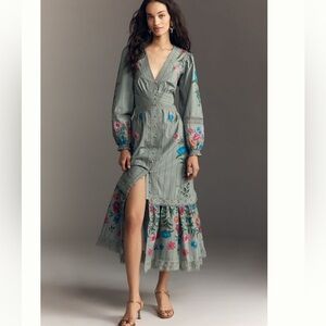 Sz S NWT Floral button front midi dress